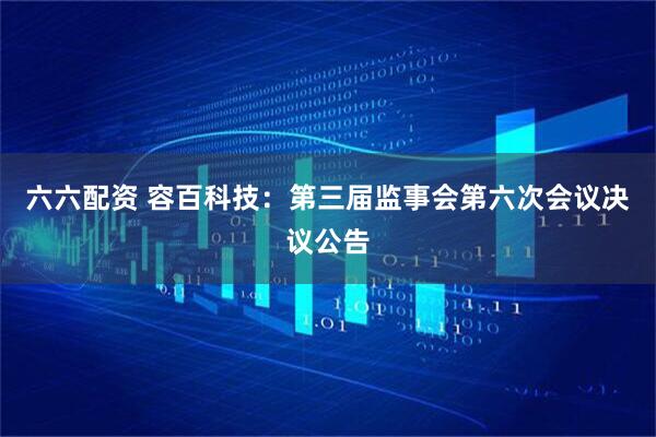 六六配资 容百科技：第三届监事会第六次会议决议公告