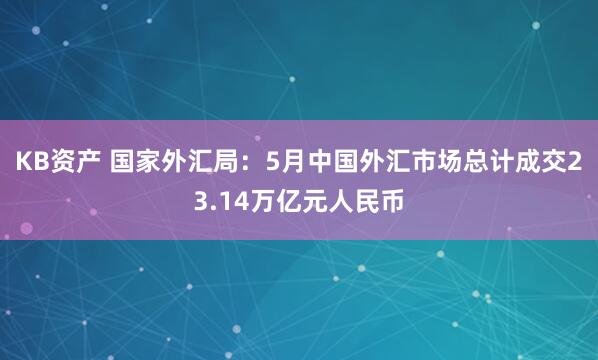 KB资产 国家外汇局:5月中国外汇市场总计成交23.14万亿元人民币